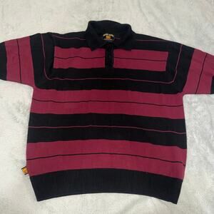 FB County Charlie Browns Striped Sweater 2XL Burgundy Black Chicano Polo